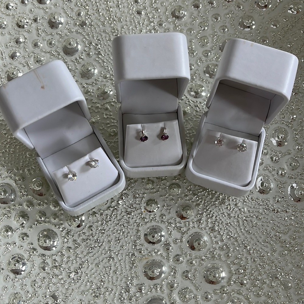 3 NWT pairs of CZ earrings🤍💜🤍